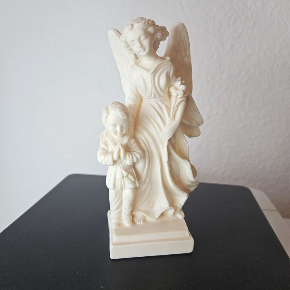 Bianchi Guardian Angel with BOY Vintage Resin Figurine Italy Detailed Statue